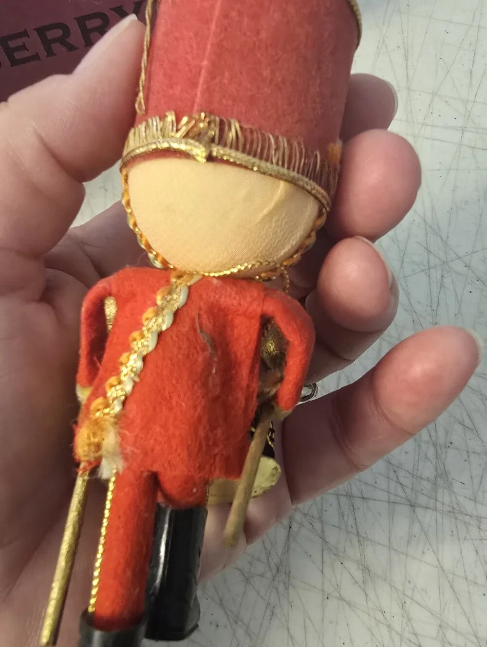 3 Vintage Drummer Toy Soldiers Handmade 1960s Red Christmas Ornament 5